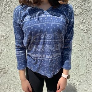 White Patterned Blue Hoodie
